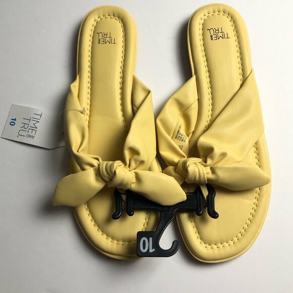 Time and Tru Women's Yellow Bow Style Sandals Sz 10 - Picture 1 of 9